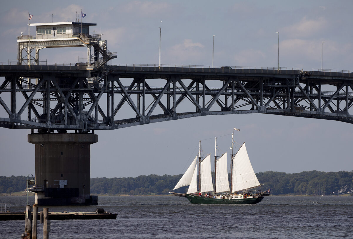 Sailboat on the York River in Virginia by the George P. Coleman Bridge